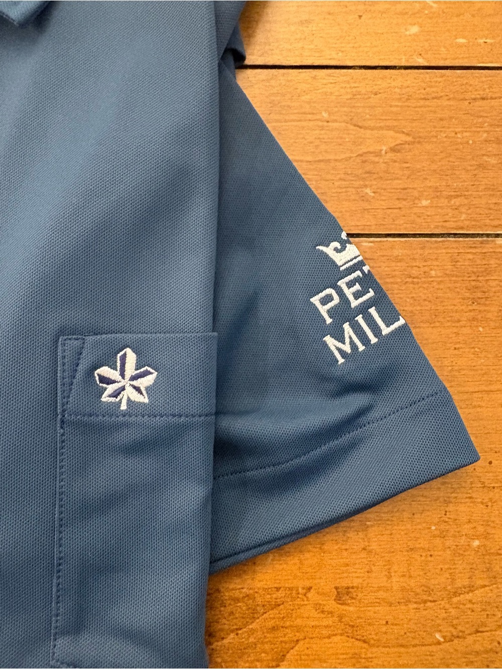 Men’s Peter Millar Navy Blue tour logo golf shirt size medium